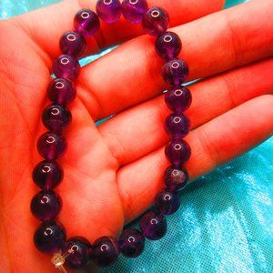 Amethyst 8mm Round 7" Stretchy Gemstone Bracelet